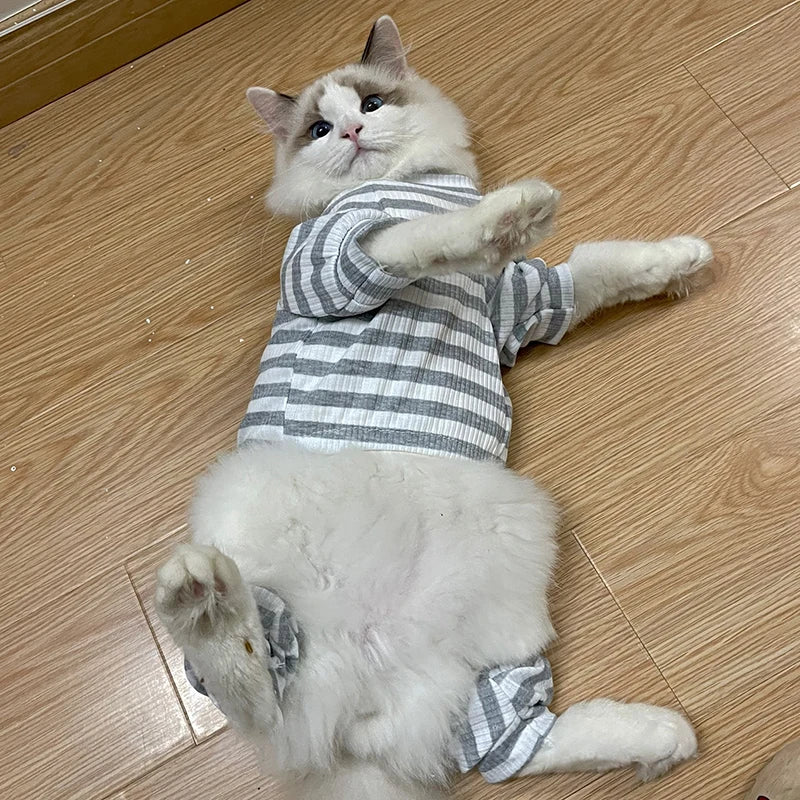 Cotton Cat Clothes | Cute Print Pet Pajamas | Kitten Jumpsuit