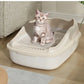 Semi Closed Cat Litter Box | High Side Kitten Tray with Scoop | Anti-Splash Pet Toilet