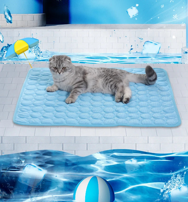 Summer Pet Cooling Mat | Dogs Breathable Ice Blanket | Cats Cold Bed Washable Ice Silk Pads Cushion