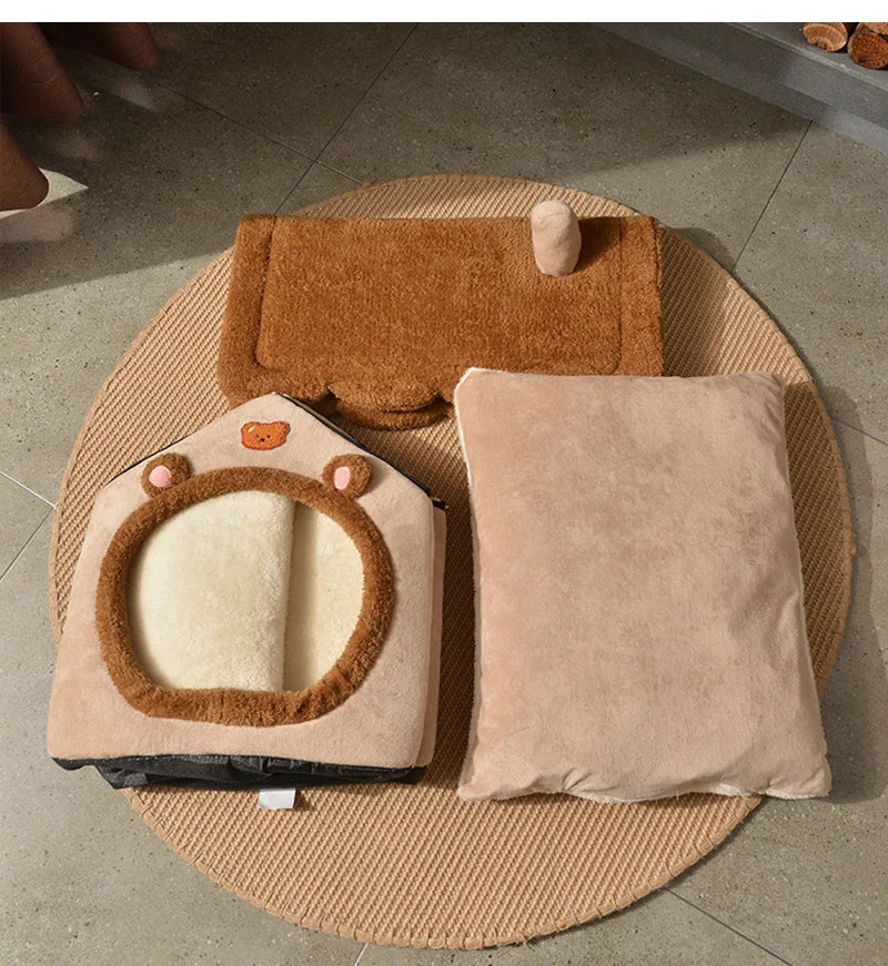 Foldable Dog House | Pet Bed for Small Dogs | Winter Warm Cat Bed Nest | Comfortable Puppy Cave