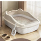 Semi Closed Cat Litter Box | High Side Kitten Tray with Scoop | Anti-Splash Pet Toilet