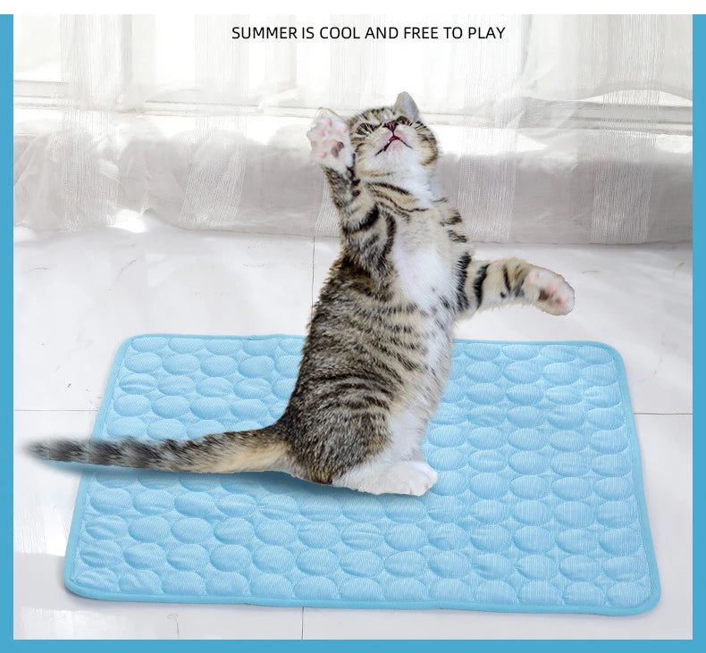 Summer Pet Cooling Mat | Dogs Breathable Ice Blanket | Cats Cold Bed Washable Ice Silk Pads Cushion