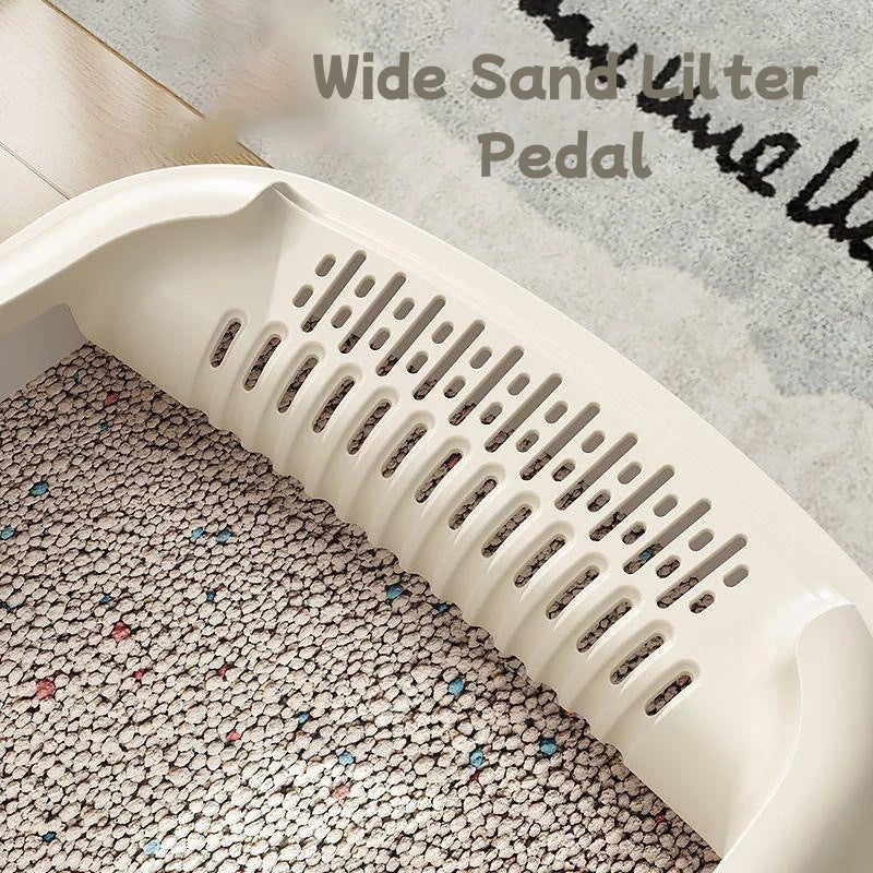 Semi Closed Cat Litter Box | High Side Kitten Tray with Scoop | Anti-Splash Pet Toilet