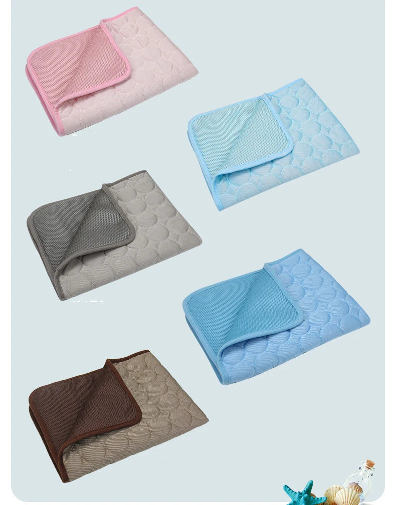 Summer Pet Cooling Mat | Dogs Breathable Ice Blanket | Cats Cold Bed Washable Ice Silk Pads Cushion