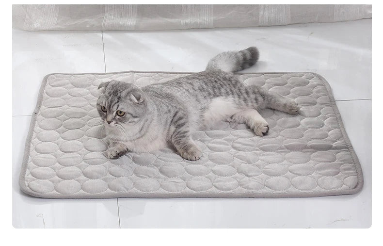 Summer Pet Cooling Mat | Dogs Breathable Ice Blanket | Cats Cold Bed Washable Ice Silk Pads Cushion
