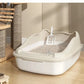 Semi Closed Cat Litter Box | High Side Kitten Tray with Scoop | Anti-Splash Pet Toilet