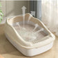 Semi Closed Cat Litter Box | High Side Kitten Tray with Scoop | Anti-Splash Pet Toilet