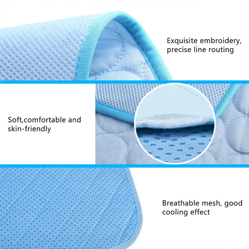 Summer Pet Cooling Mat | Dogs Breathable Ice Blanket | Cats Cold Bed Washable Ice Silk Pads Cushion